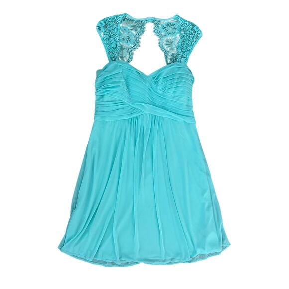 Scarlett Women's Mint Dress Lace Detail Sleeves Pleated Bridesmaid Size 16 - Picture 2 of 15